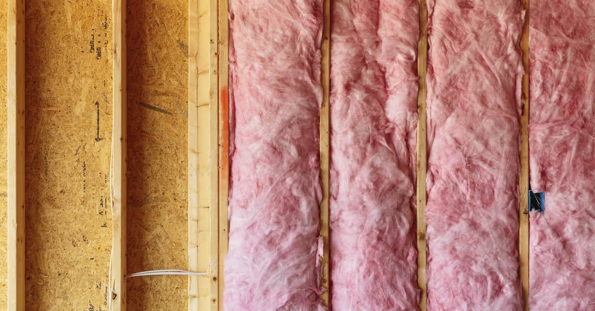 fiberglass insulation installed in wall cavities