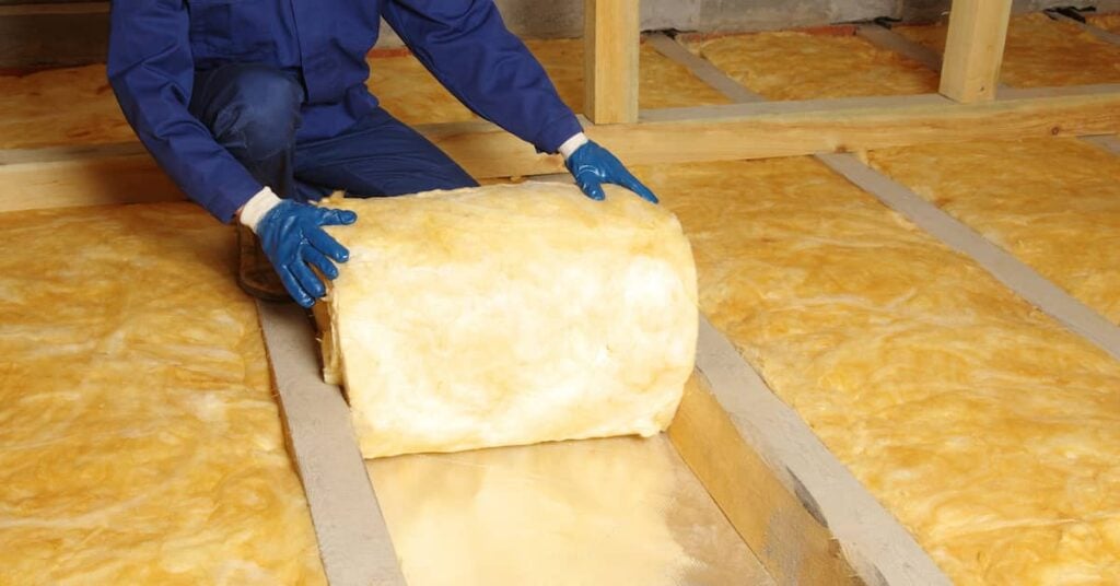 Home insulation professional installing fiberglass batts in an attic | REenergizeCO