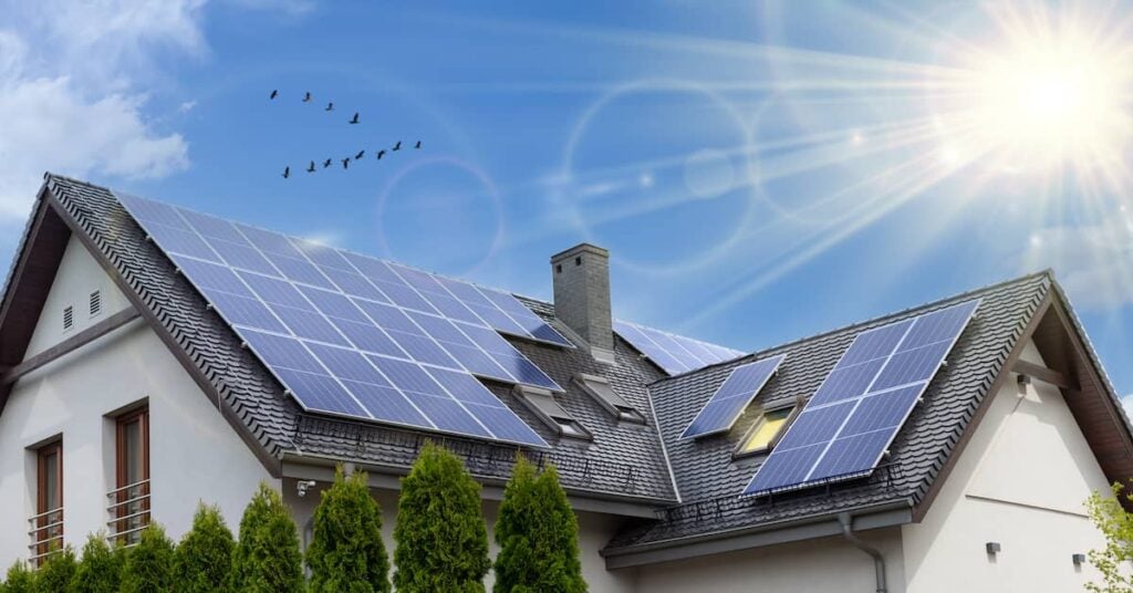Solar panels on a house wit a gabled roof | REenergizeCO