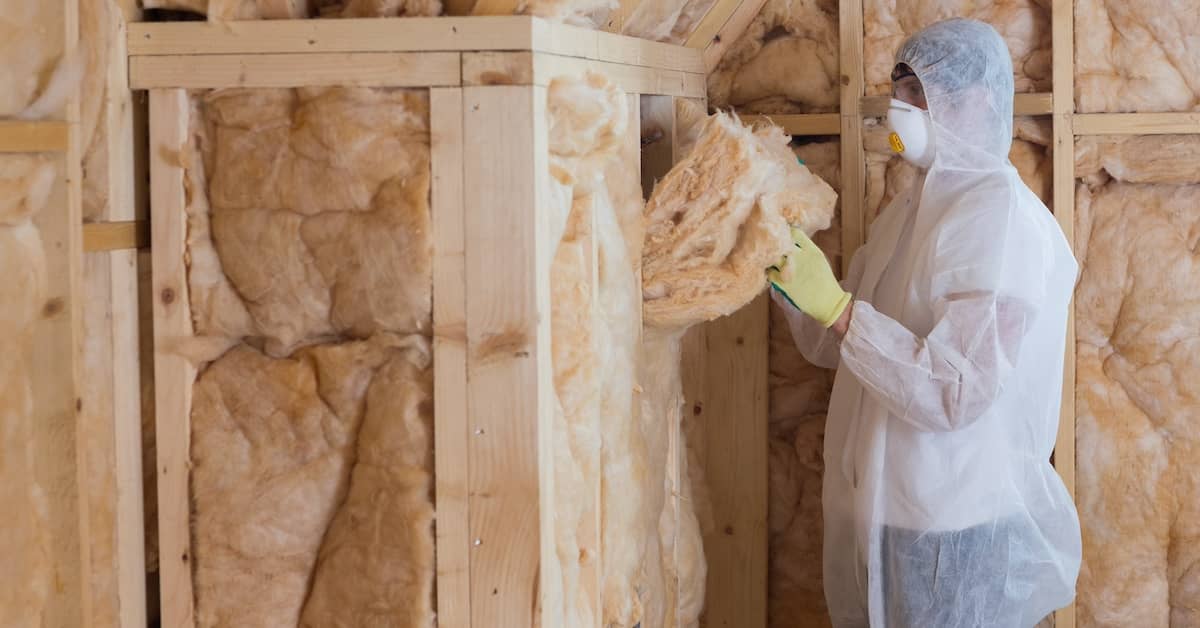 Technician installing blown-in insulation in attic wall | REenergizeCO
